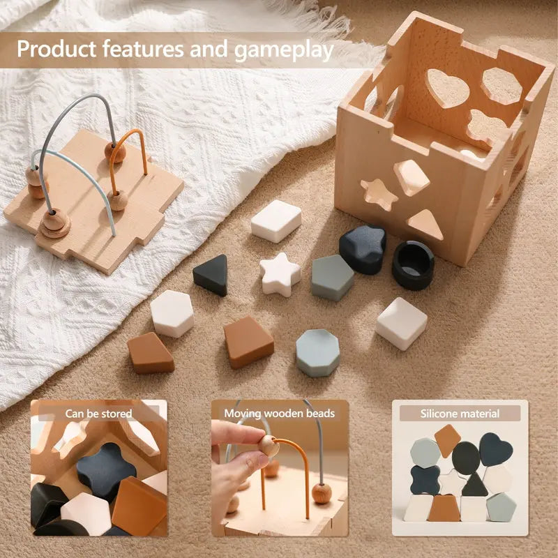 Children’s Wooden Geometric Box Puzzle Toys - Picture Color