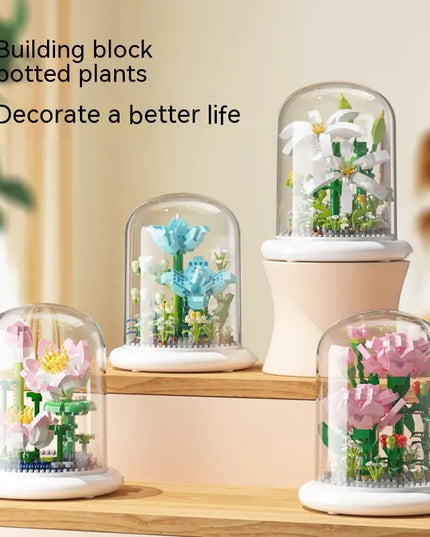 Building Block Flower Eternal Rose Small Particle Building Block Assembly Toy Gift Desktop Decoration beldemo5-toys2