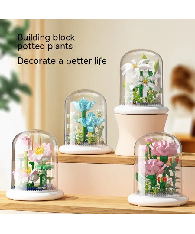 Building Block Flower Eternal Rose Small Particle Building Block Assembly Toy Gift Desktop Decoration beldemo5-toys2