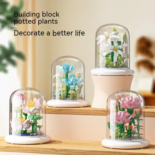 Building Block Flower Eternal Rose Small Particle Building Block Assembly Toy Gift Desktop Decoration beldemo5-toys2