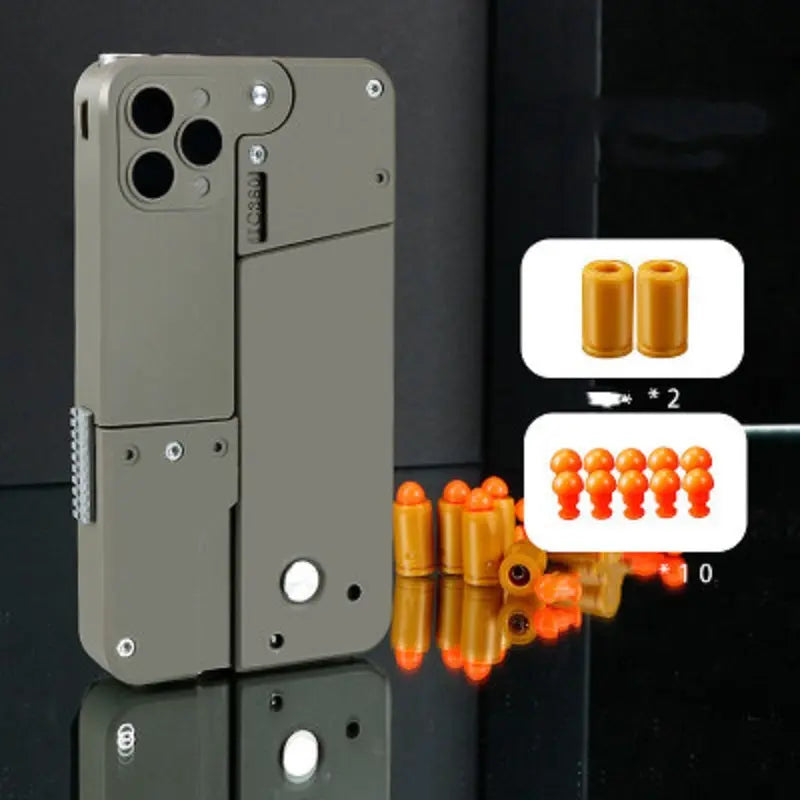 Harmless Folding Pistol Bullet Automatic Shell Throwing Toy Creative Soft  Mobile Phone Appearance Gun Outdoor Interactive Kid Gift beldemo5-toys2