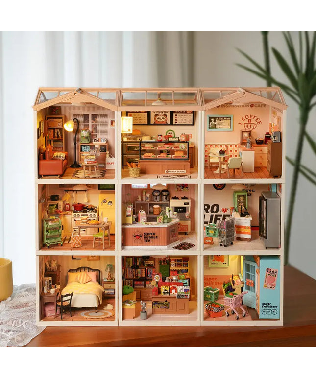 Robotime Rolife Super Creator Daily Plastic DIY Miniature House Cafe Energy Supply Store Building Block Sets English Version beldemo5-toys2