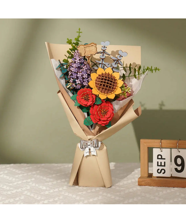 Rowood Wooden Flower Bouquet Puzzle Hand-Make Eco-friend Materials Romantic Gift beldemo5-toys2