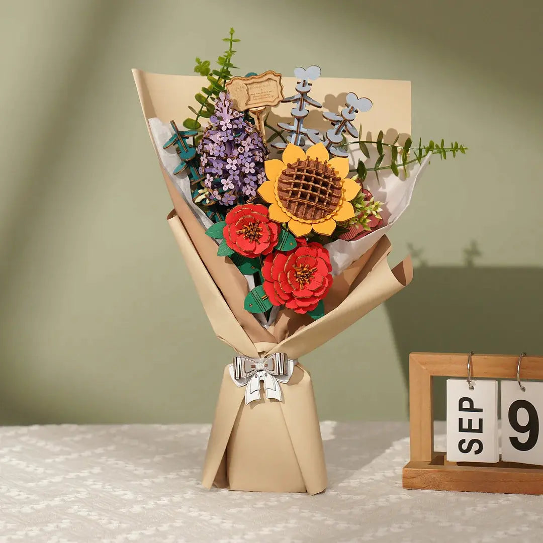 Rowood Wooden Flower Bouquet Puzzle Hand-Make Eco-friend Materials Romantic Gift beldemo5-toys2