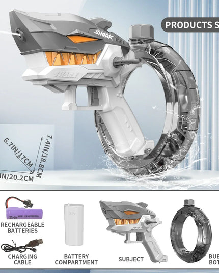 New Shark Electric Water Gun Toys Fully Automatic Continuous Fire Water Gun Large Capacity Beach Summer Children's Water Playing Toys beldemo5-toys2