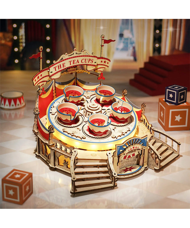Robotime RokrTilt-A-Whirl DIY Music Box Building Block Amusement Park Series For Kids Adults Easy Assembly 3D Wooden Puzzle EA04 beldemo5-toys2