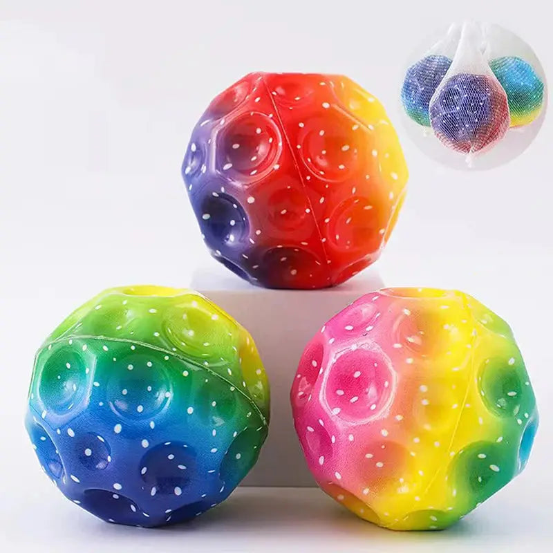 Colorful Hole Ball Soft Bouncy Ball Anti-fall Moon Shape Porous Bouncy Ball Kids Indoor Toys Ergonomic Design Elastic Ball beldemo5-toys2