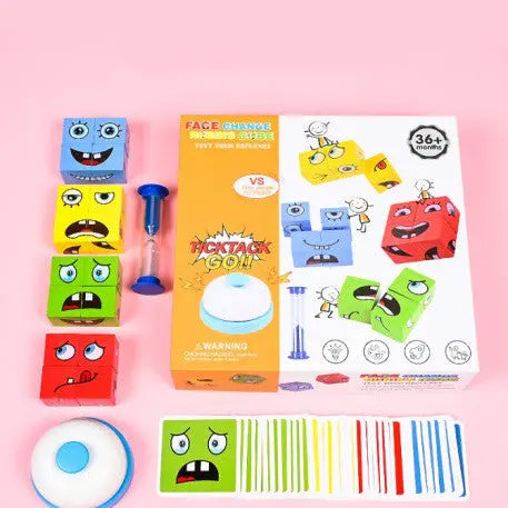Wooden Expressions Toy Wooden Magic Cube Face Pattern Building Blocks Educational Montessori Toys Wooden Matching Block Puzzles beldemo5-toys2