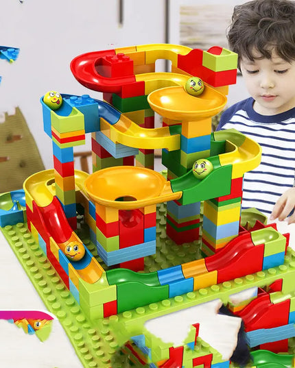 Race Run DIY Small Block Compatible City Building Blocks Funnel Slide beldemo5-toys2