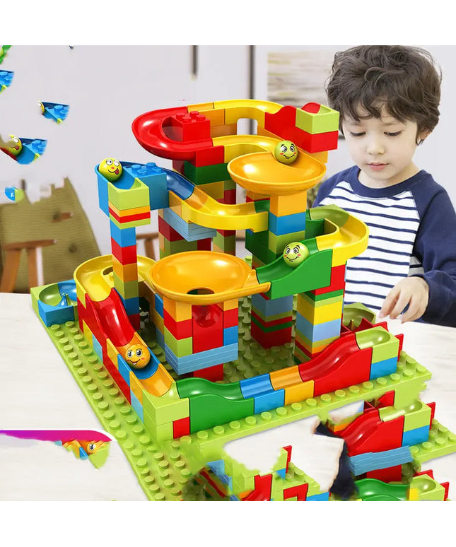 Race Run DIY Small Block Compatible City Building Blocks Funnel Slide beldemo5-toys2