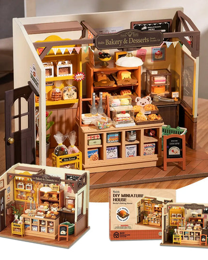 Robotime Rolife Becka's Baking House DIY Miniature House For Kids Children 3D Wooden Assembly Toys Easy Connection Home Decorate beldemo5-toys2