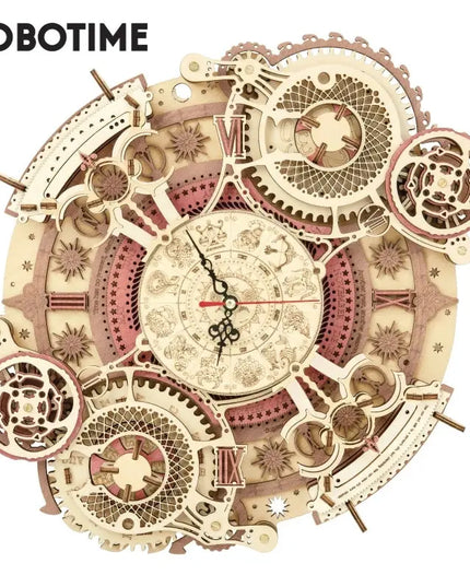 Robotime ROKR Zodiac Wall Clock 3D Wooden Puzzle Model Assembly Toys Gifts for Children Kids Teens LC601 Support Dropshipping beldemo5-toys2