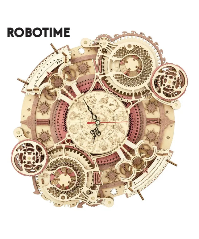 Robotime ROKR Zodiac Wall Clock 3D Wooden Puzzle Model Assembly Toys Gifts for Children Kids Teens LC601 Support Dropshipping beldemo5-toys2