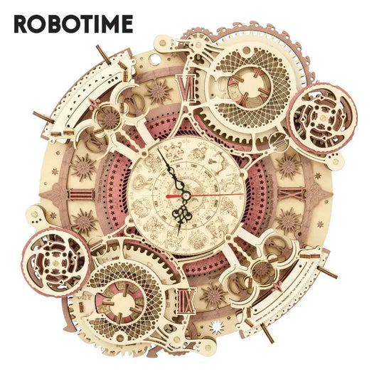 Robotime ROKR Zodiac Wall Clock 3D Wooden Puzzle Model Assembly Toys Gifts for Children Kids Teens LC601 Support Dropshipping beldemo5-toys2