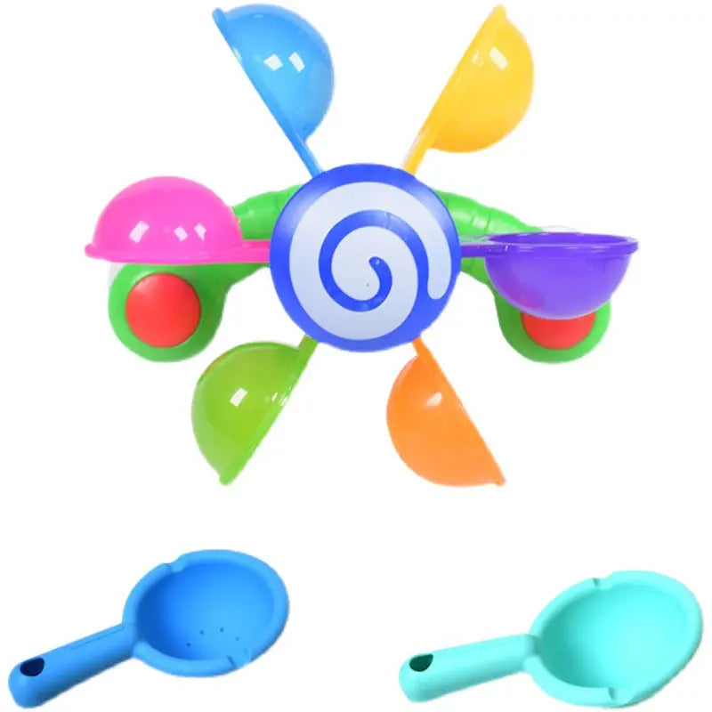 Children's Bathing, Turning, Windmill With Spoon, Baby Shower, Play Water, Rainbow Windmill, Shower, Water Play Toy beldemo5-toys2