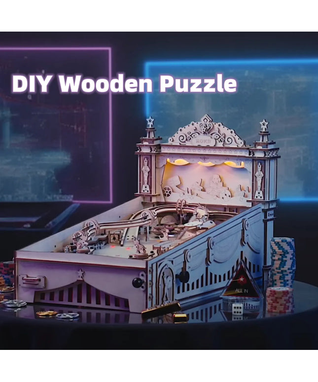 Robotime ROKR DIY Pinball Machine 3D Wooden Puzzle Amusing Table Game EG01 beldemo5-toys2