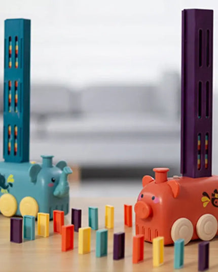 Domino Train Toy Stacking Block Set Domino Building Block Brain Developmental Electric Car Cartoon Block For Kids beldemo5-toys2