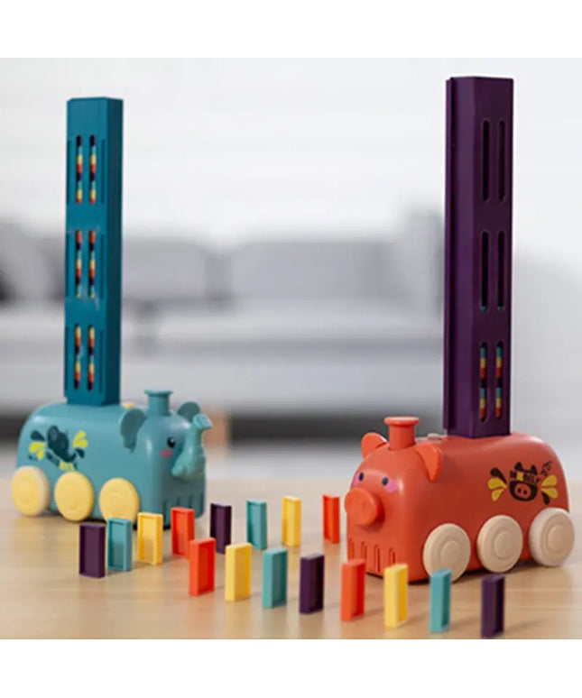 Domino Train Toy Stacking Block Set Domino Building Block Brain Developmental Electric Car Cartoon Block For Kids beldemo5-toys2
