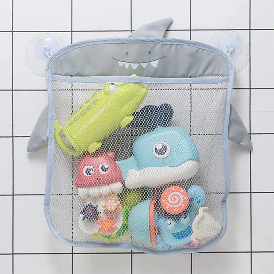 New Baby Bathroom Mesh Bag Sucker Design For Bath Toys Kids Basket Cartoon Animal Shapes Cloth Sand Toys Storage Net Bag Bells toys