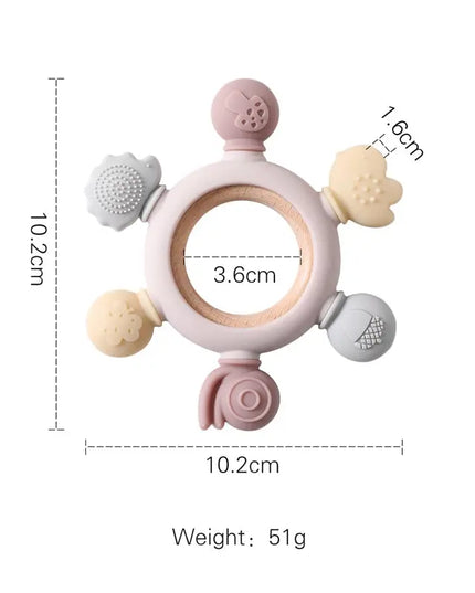 Teeth Glue Baby Molars Silicone Toys Soothe - Without wood beads / Pink