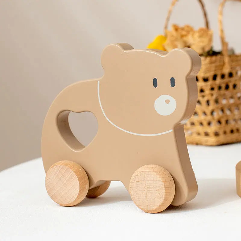 Children’s Log Inertia Trolley Educational Toys - Bear Trolley