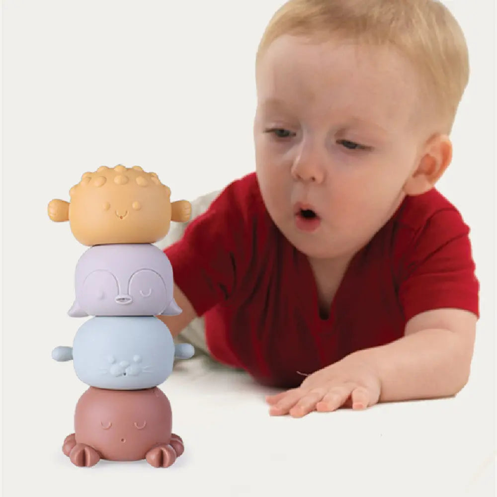 Children’s Splashing Jenga Baby Bath Toy Spray Water - 4PCS SET