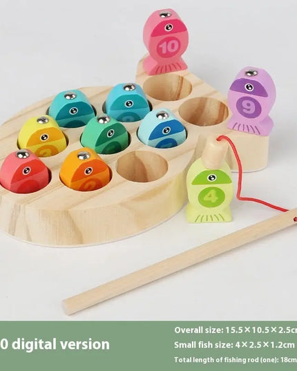 Wooden Children’s Magnetic Alphanumeric Fishing Toys - Color Box Digital Fishing