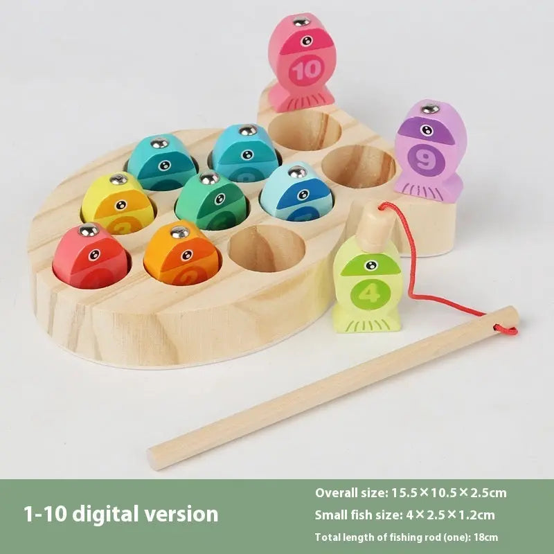 Wooden Children’s Magnetic Alphanumeric Fishing Toys - Color Box Digital Fishing