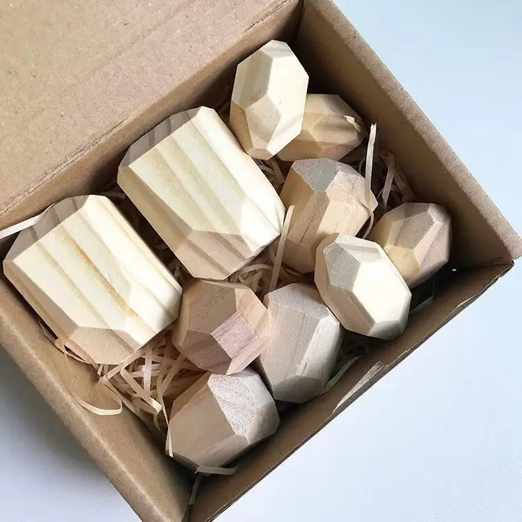 Wooden Stone Stacking Blocks Toys - Classic Timber Pine / 10