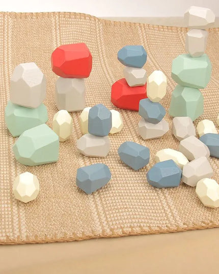 Wooden Stone Stacking Blocks Toys