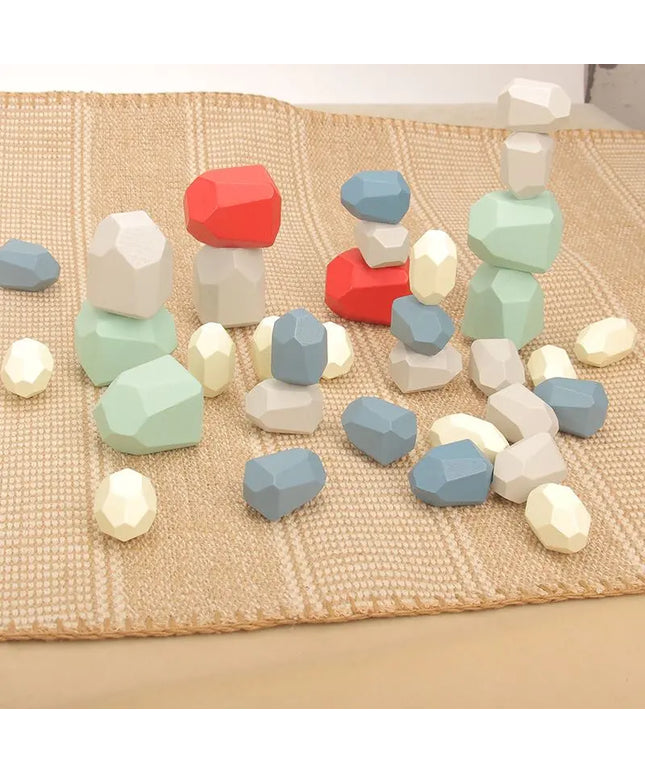 Wooden Stone Stacking Blocks Toys