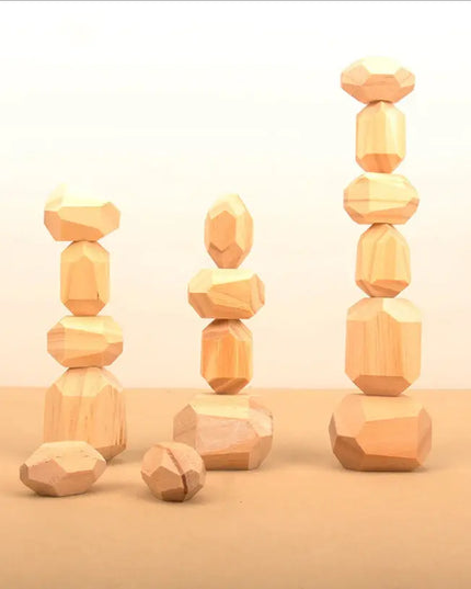 Wooden Stone Stacking Blocks Toys
