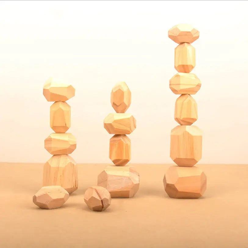 Wooden Stone Stacking Blocks Toys