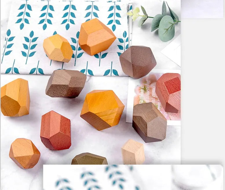 Wooden Stone Stacking Blocks Toys - Falling Leaves / 12