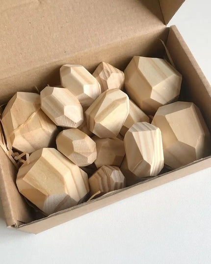 Wooden Stone Stacking Blocks Toys - Classic Timber Pine / 16