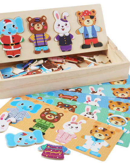 Children's Wooden Puzzle Early Education Cartoon Toys Bells toys