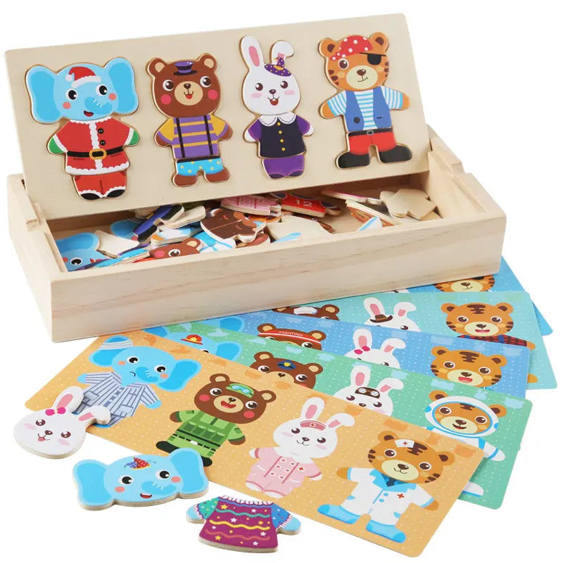 Children's Wooden Puzzle Early Education Cartoon Toys Bells toys