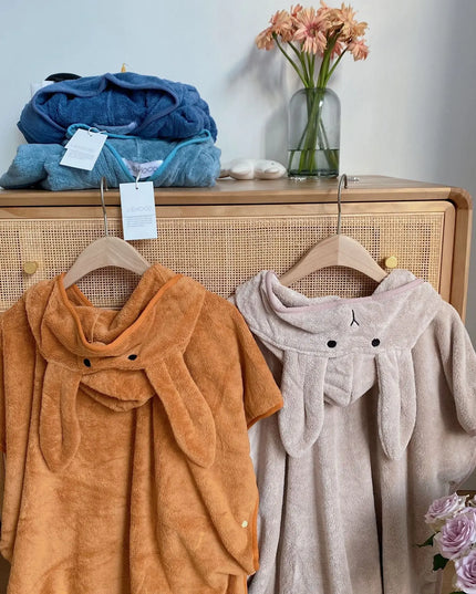 Rabbit Ears Children's Baby Infant Hooded Cloak Bath Towel Nightgown Bathrobe Bells toys