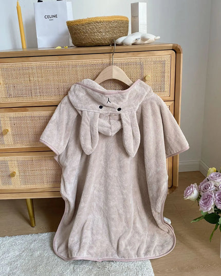 Rabbit Ears Children's Baby Infant Hooded Cloak Bath Towel Nightgown Bathrobe Bells toys