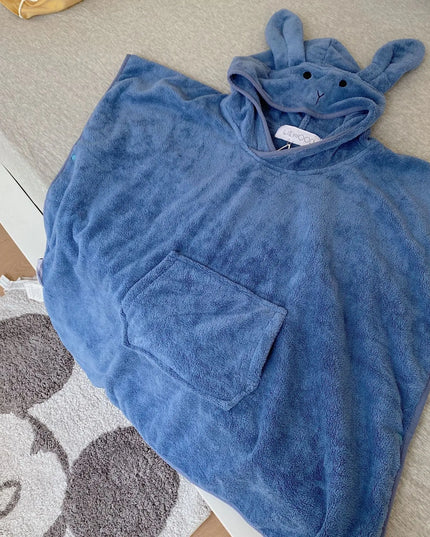 Rabbit Ears Children's Baby Infant Hooded Cloak Bath Towel Nightgown Bathrobe Bells toys