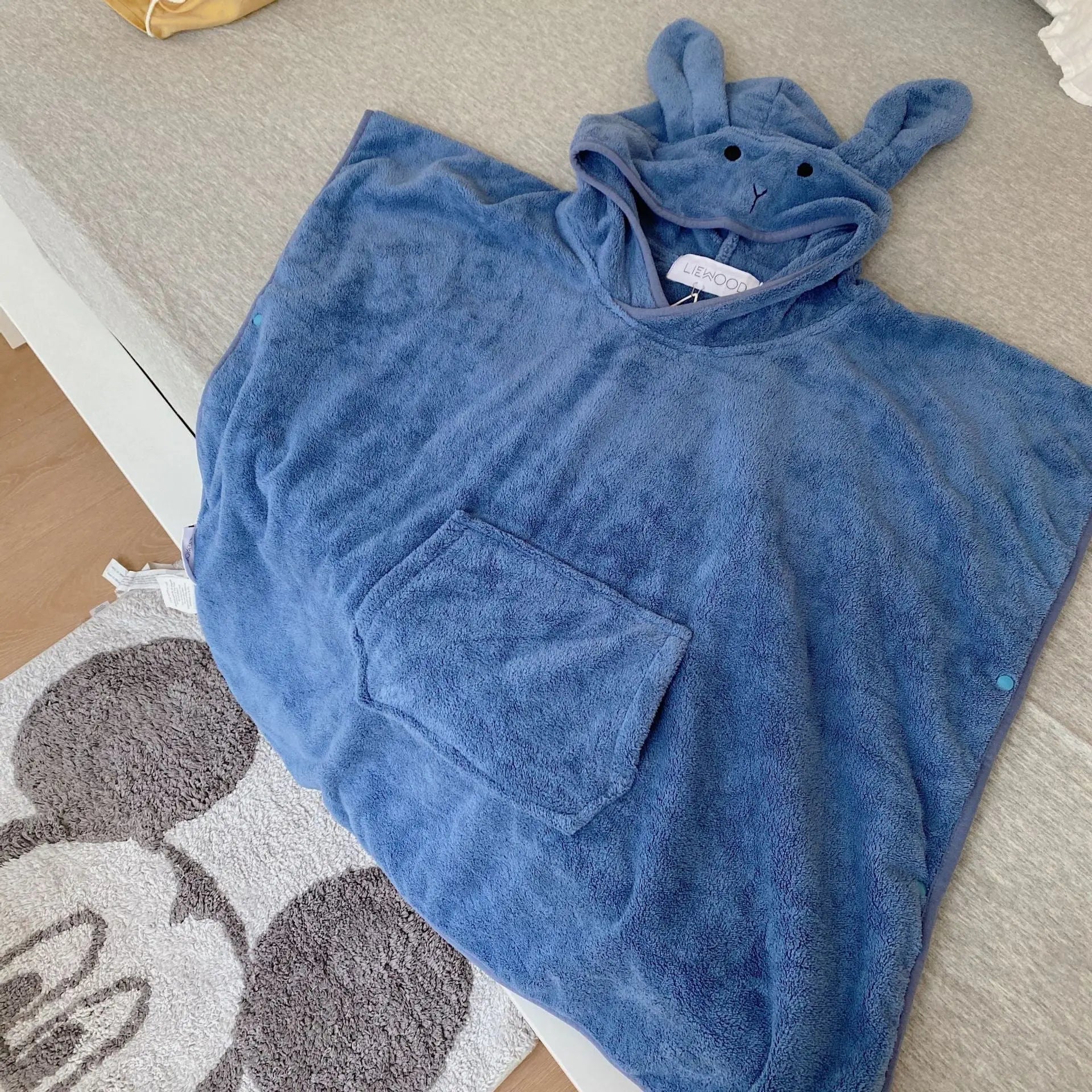Rabbit Ears Children's Baby Infant Hooded Cloak Bath Towel Nightgown Bathrobe Bells toys