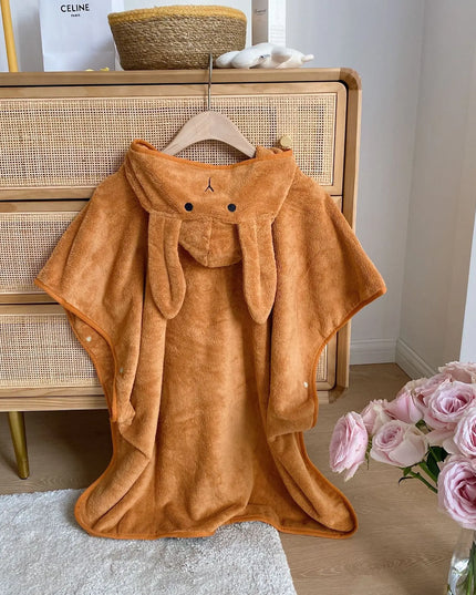 Rabbit Ears Children's Baby Infant Hooded Cloak Bath Towel Nightgown Bathrobe Bells toys