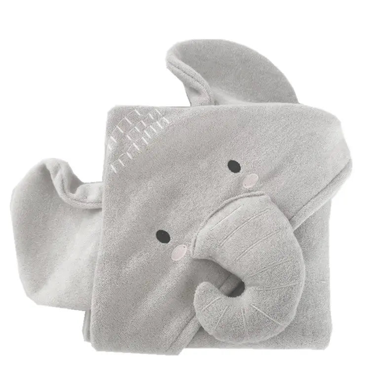 Baby Bath Towel With Dinosaur Cloak Large - Little gray elephant / One size