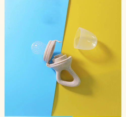 Baby Wheat Straw  Food Feeder Silicone Nipple Bells toys