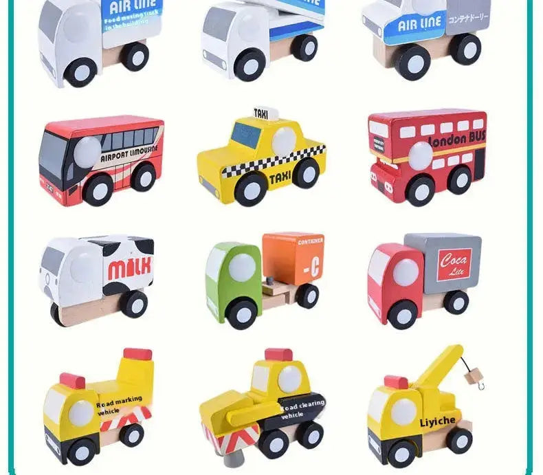 Children’s Colored Wooden Car Puzzle Toys